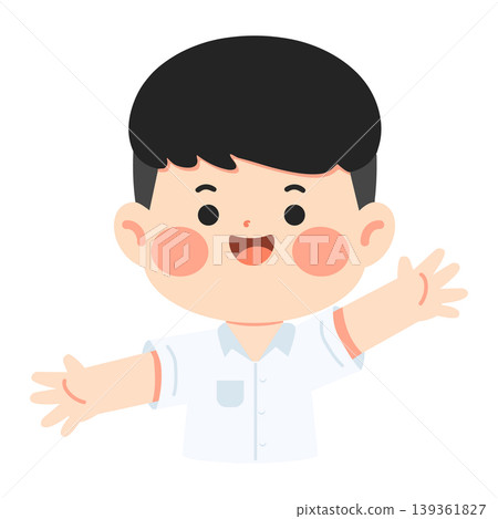 Boy With Open Arms Showing Welcome And Happiness Boy With Open Arms Showing Welcome And Happiness 139361827