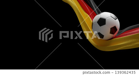 Football with waving german flag isolated on black background with copy space 3D render Football with waving german flag isolated on black background with copy space 3D render 139362435