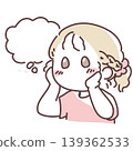 一幅插圖，描繪了一個女孩頭頂上方漂浮著一個對話框，她正在興奮地想像和思考。 139362533