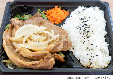 Delicious pork ginger grilled lunch box 139363169