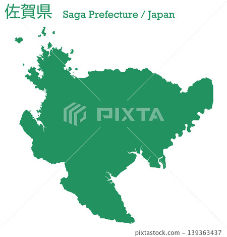 日本向量插圖地圖素材:佐賀縣地圖 日本向量插圖地圖素材:佐賀縣地圖 139363437