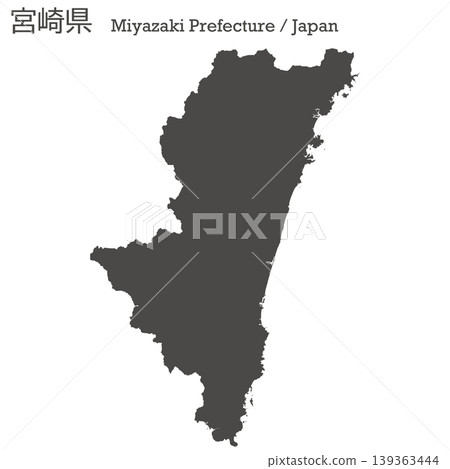 Vector illustration map material for Japan: Miyazaki Prefecture map Vector illustration map material for Japan: Miyazaki Prefecture map 139363444
