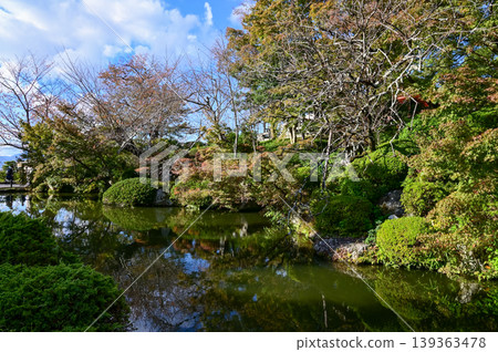 The scene of the nature scene in the garden of  kiyomizu-dera temple in Kyoto, Japan. Major tourist attraction in Kansai region in Japan. Nature and travel concept. 139363478