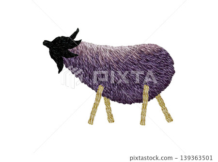 [Spirit Cow] Hand-embroidered illustration material 139363501