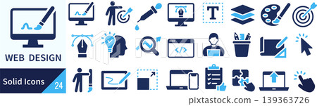 A set of silhouette icons for vector web design. A set of silhouette icons for vector web design. 139363726