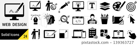 A set of silhouette icons for vector web design. 139363727