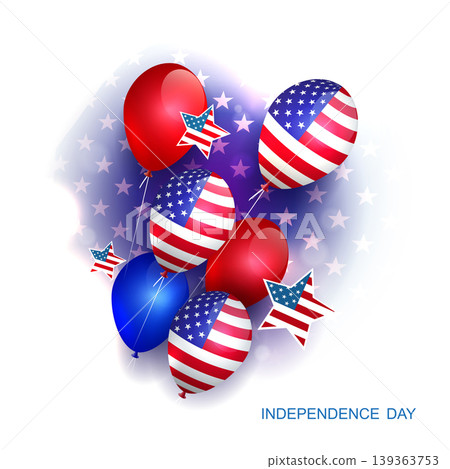American Independence Day. Isolated component with a set of balloons on a white background American Independence Day. Isolated component with a set of balloons on a white background 139363753