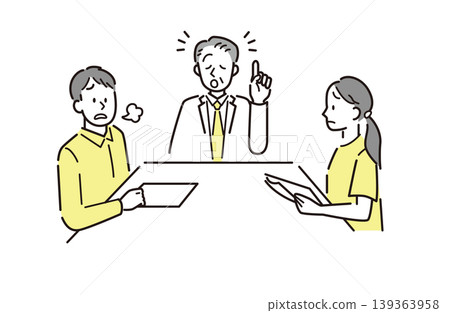 An illustration of employees fed up with an endless meeting. An illustration of employees fed up with an endless meeting. 139363958
