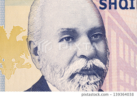 Ismail Qemali a closeup portrait from old Albanian money Ismail Qemali a closeup portrait from old Albanian money 139364038