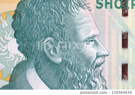 Pjeter Bogdani a closeup portrait from Albanian money 139364039