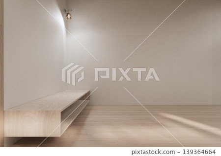 shelf wall Built-in mock up minimalist, room japandi modern style,Empty white wall on wooden floor and decoration.3D rendering shelf wall Built-in mock up minimalist, room japandi modern style,Empty white wall on wooden floor and decoration.3D rendering 139364664
