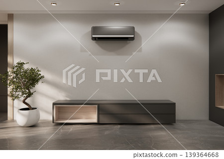 granite tiles floor and decoration,shelf on Built-in mock up smath board wall minimalist, room japandi modern style.3D rendering granite tiles floor and decoration,shelf on Built-in mock up smath board wall minimalist, room japandi modern style.3D rendering 139364668