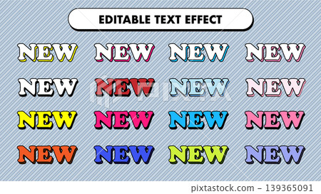 流行風格外觀字體「NEW」套裝(可編輯文字效果、顏色變化) 流行風格外觀字體「NEW」套裝(可編輯文字效果、顏色變化) 139365091