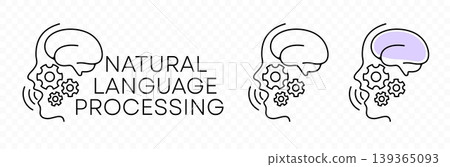 Natural language processing, artificial intelligence, nlp and ai, graphic design. Face, brain, gears, machine learning and deep learning, vector design and illustration Natural language processing, artificial intelligence, nlp and ai, graphic design. Face, brain, gears, machine learning and deep learning, vector design and illustration 139365093