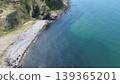 從空中俯瞰北海道石漾市濱松毘沙別川河口和日本海的自然風光。 139365201