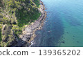 從空中俯瞰北海道石漾市濱松毘沙別川河口和日本海的自然風光。 139365202