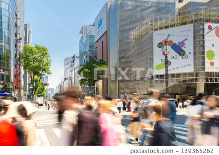 Crowded crowds at Sukiyabashi intersection in Ginza, Tokyo. Crowded crowds at Sukiyabashi intersection in Ginza, Tokyo. 139365262