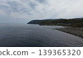 北海道石漾市濱松町的堀川河口及日本海沿岸風光的無人機空拍照片。 139365320