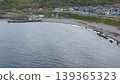 北海道石漾市濱松町的堀川河口及日本海沿岸風光的無人機空拍照片。 139365323