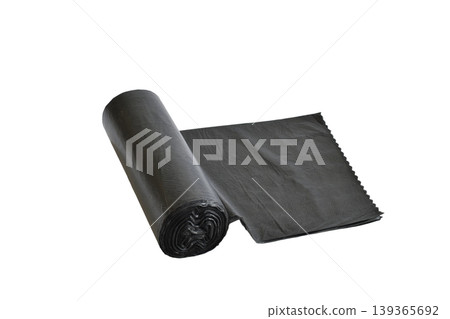A roll of black garbage bags. A roll of black garbage bags. 139365692