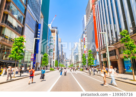 Ginza pedestrian zone during Golden Week Ginza pedestrian zone during Golden Week 139365716