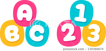 Cartoon ABC letters and 123 numbers icon Cartoon ABC letters and 123 numbers icon 139366674