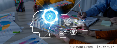 Collaborative Brainstorming Session with Digital Graphics and Strategy Planning in Modern Office Environment Trope Collaborative Brainstorming Session with Digital Graphics and Strategy Planning in Modern Office Environment Trope 139367047