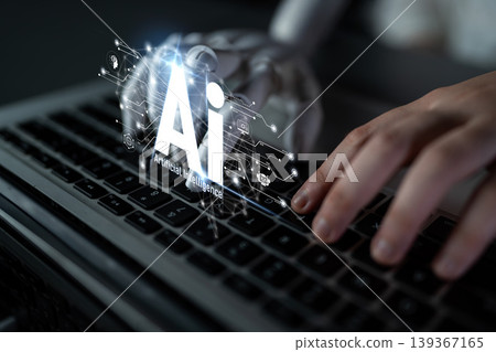 AI Brain Processing Data with Generative Artificial Intelligence Concept Latch 139367165
