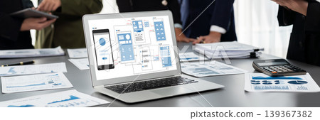 Analyst team utilizing BI Fintech to analyze financial report. Prodigy 139367382
