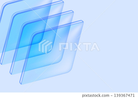 Abstract blue technology background with overlapping glass squares. Modern glassmorphism design for corporate and digital media, vector illustration Abstract blue technology background with overlapping glass squares. Modern glassmorphism design for corporate and digital media, vector illustration 139367471