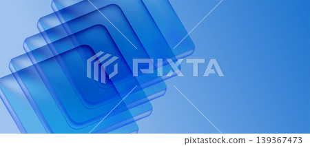 Abstract blue technology background with overlapping glass squares. Modern glassmorphism design for corporate and digital media, vector illustration Abstract blue technology background with overlapping glass squares. Modern glassmorphism design for corporate and digital media, vector illustration 139367473