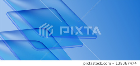 Abstract blue technology background with overlapping glass squares. Modern glassmorphism design for corporate and digital media, vector illustration Abstract blue technology background with overlapping glass squares. Modern glassmorphism design for corporate and digital media, vector illustration 139367474