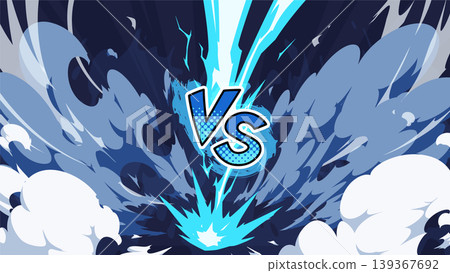 Background illustration of a battle with lightning and smoke effects_VS_16:9 Background illustration of a battle with lightning and smoke effects_VS_16:9 139367692