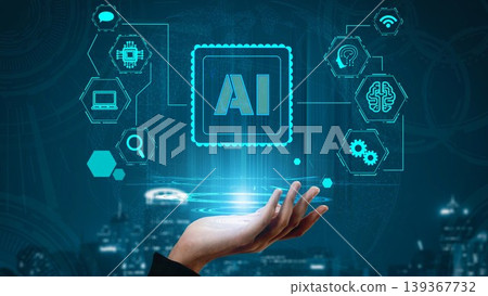 AI Brain Processing Data with Generative Artificial Intelligence Concept Thunk 139367732