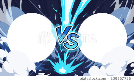 Background illustration of a battle with lightning and smoke effects_VS_with hole for image, 16:9 aspect ratio Background illustration of a battle with lightning and smoke effects_VS_with hole for image, 16:9 aspect ratio 139367736