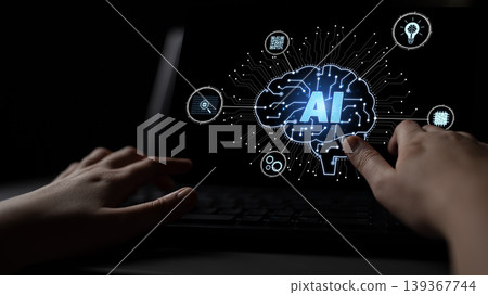 AI neural network brain concept for deep learning and cognitive computing. Corpus AI neural network brain concept for deep learning and cognitive computing. Corpus 139367744
