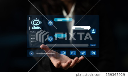 Modern AI chatbot service dashboard with automated AI support. Corpus Modern AI chatbot service dashboard with automated AI support. Corpus 139367929