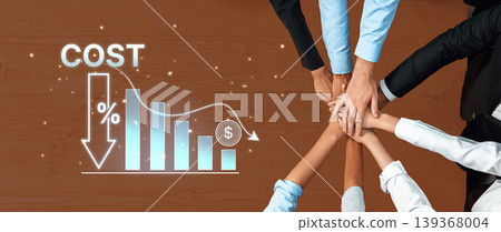 Team Collaboration in Business with Financial Graph and Cost Reduction Strategy in Modern Office Environment Trope Team Collaboration in Business with Financial Graph and Cost Reduction Strategy in Modern Office Environment Trope 139368004
