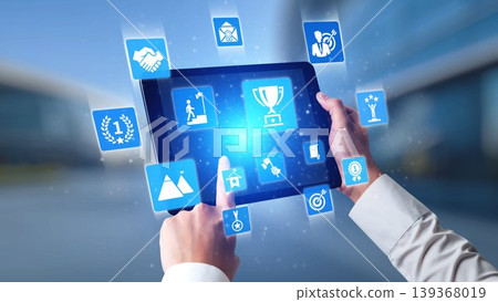 Business achievement and success concept icons Spire Business achievement and success concept icons Spire 139368019