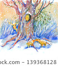 Whimsical Winter Scene with Animals 139368128