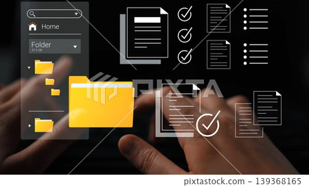 Modern Digital Workspace with File Management Concept Illustrating Organization, Productivity, and Efficiency in a Virtual Environment Gluon Modern Digital Workspace with File Management Concept Illustrating Organization, Productivity, and Efficiency in a Virtual Environment Gluon 139368165