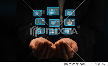 Social Media Interaction and Digital Communication Icons Marrow Social Media Interaction and Digital Communication Icons Marrow 139368187