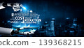 Futuristic Technology Concept Showcasing Cost Reduction, Budgeting Strategies, and Optimized Efficiency with Robotic Arms in a Digital Environment. Tessel 139368215