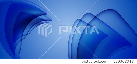 Abstract blue background with flowing curved glass shapes. Modern organic design for creative banners and digital technology media, vector illustration. Abstract blue background with flowing curved glass shapes. Modern organic design for creative banners and digital technology media, vector illustration. 139368318