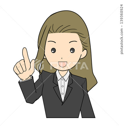 An illustration of a woman in a suit pointing. An illustration of a woman in a suit pointing. 139368924
