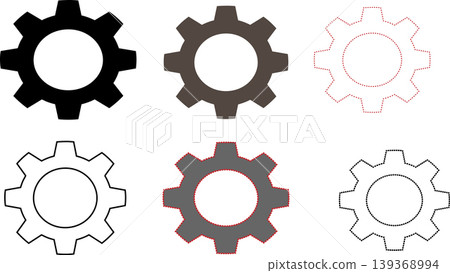 Settings Gear Icon Collection, Configuration Cogwheel Symbols for Apps and Systems 139368994