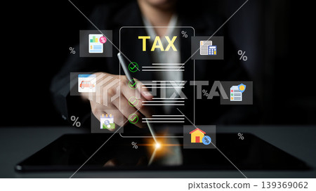 Digital Tax Filing Process with Icons Illustrating Deductions, Forms, and Calculations for Financial Management and Planning Cyphers. Digital Tax Filing Process with Icons Illustrating Deductions, Forms, and Calculations for Financial Management and Planning Cyphers. 139369062