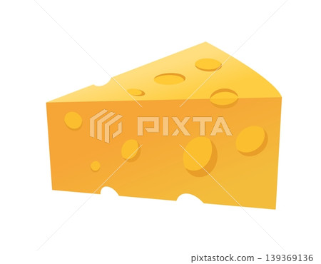 Bright yellow wedge of Swiss cheese icon with distinctive holes Bright yellow wedge of Swiss cheese icon with distinctive holes 139369136