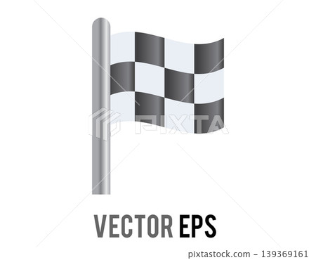 Checkered flag icon waving on a pole, symbolizing victory and the end of a race Checkered flag icon waving on a pole, symbolizing victory and the end of a race 139369161