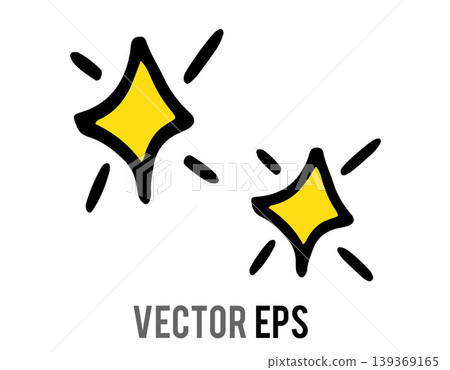Two bright yellow drawn starbursts with black outlines Two bright yellow drawn starbursts with black outlines 139369165